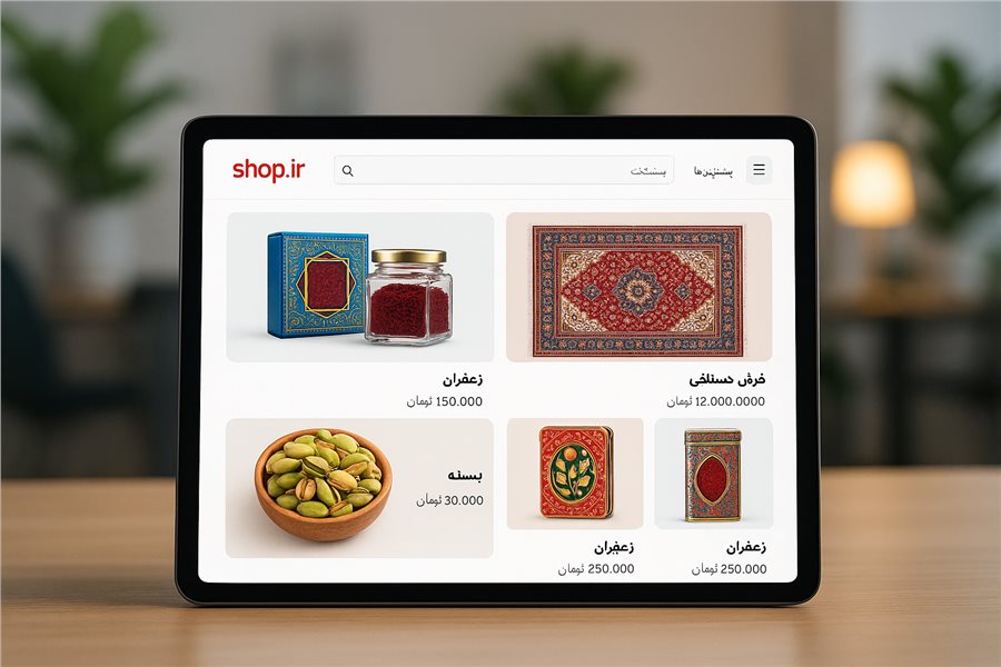 پلتفرم تجارت الکترونیک با محصولات صادراتی ایرانی مانند زعفران و فرش، مرتبط با روندهای 2025